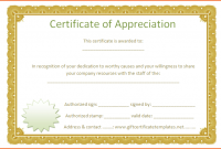 Formal Certificate Of Appreciation Template 0