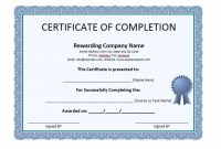 Free Certificate Of Completion Template Word 2