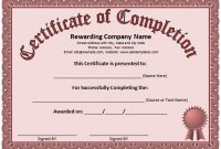 Free Certificate Of Completion Template Word 5