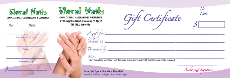 Nail Gift Certificate Template Free