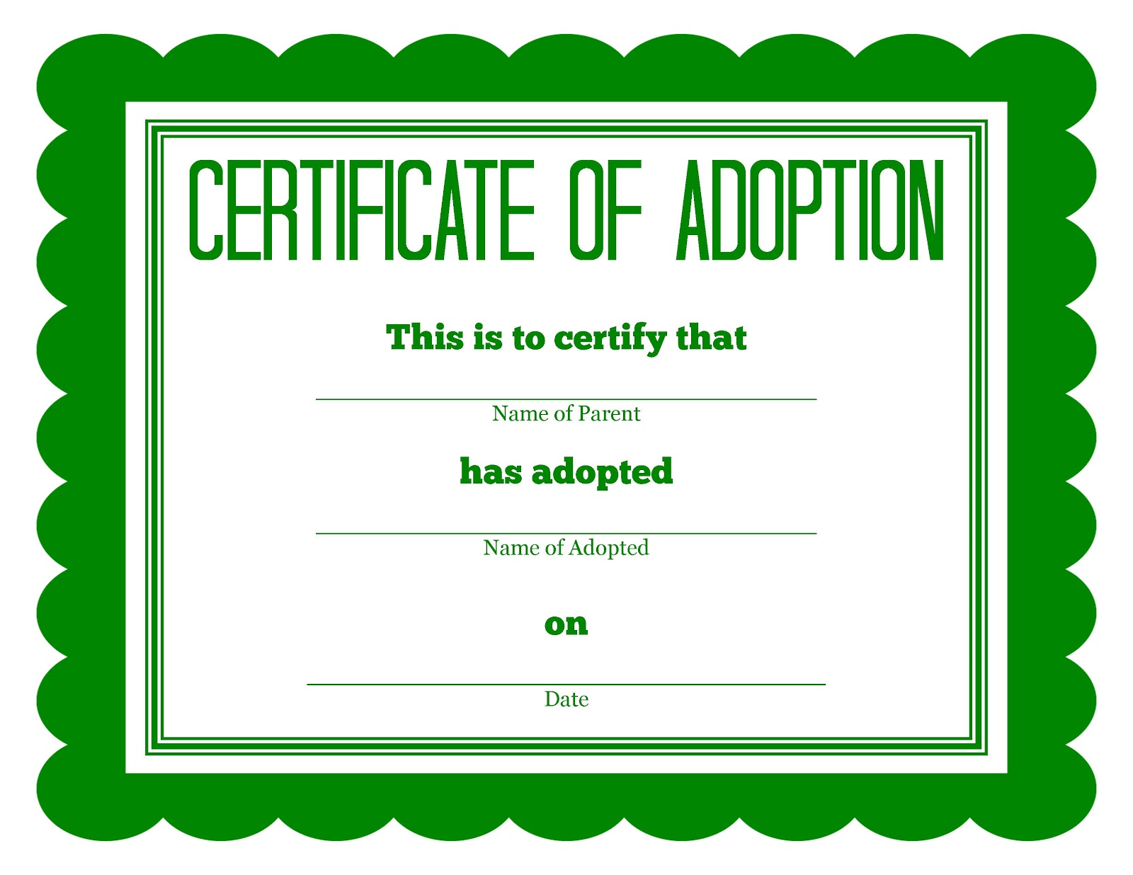 Adoption Certificate Template