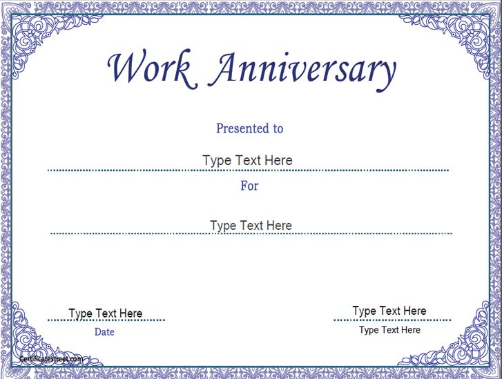 Anniversary Certificate Template Free