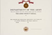 Army Good Conduct Medal Certificate Template 3