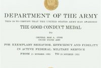 Army Good Conduct Medal Certificate Template 4