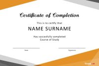 Certificate Of Completion Free Template Word