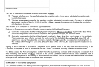 Certificate Of Substantial Completion Template 6