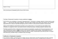 Certificate Of Substantial Completion Template 7