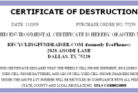 Free Certificate Of Destruction Template 7