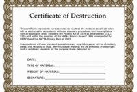Free Certificate Of Destruction Template 9