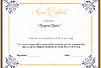Microsoft Word Award Certificate Template 0