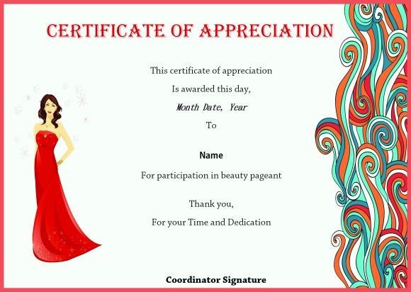 Pageant Certificate Template
