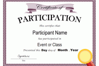 Participation Certificate Templates Free Download