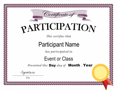 Participation Certificate Templates Free Download