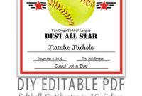 Softball Award Certificate Template 9