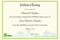 Training Certificate Template Word format 5