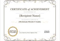 Word Certificate Of Achievement Template