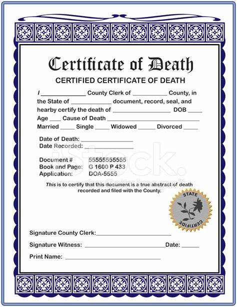 Fake Death Certificate Template