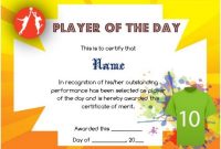 Best player of the day certificate template 16