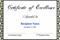 Certificate Of Excellence Template Word 10