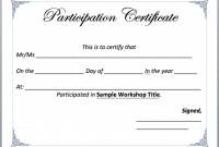 Certificate Of Participation Word Template 2