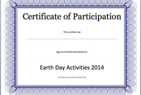 Certificate Of Participation Word Template