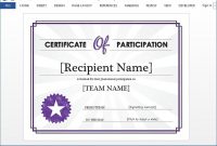 Certificate Of Participation Word Template 3