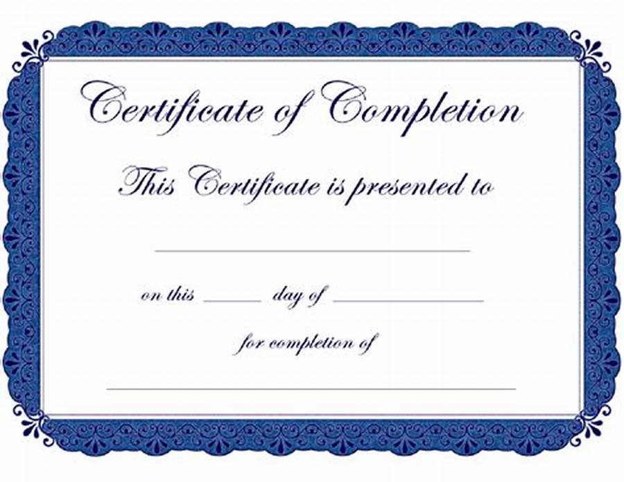 Certification Of Completion Template