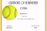 Free softball Certificate Templates 4