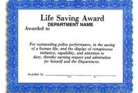 Life Saving Award Certificate Template