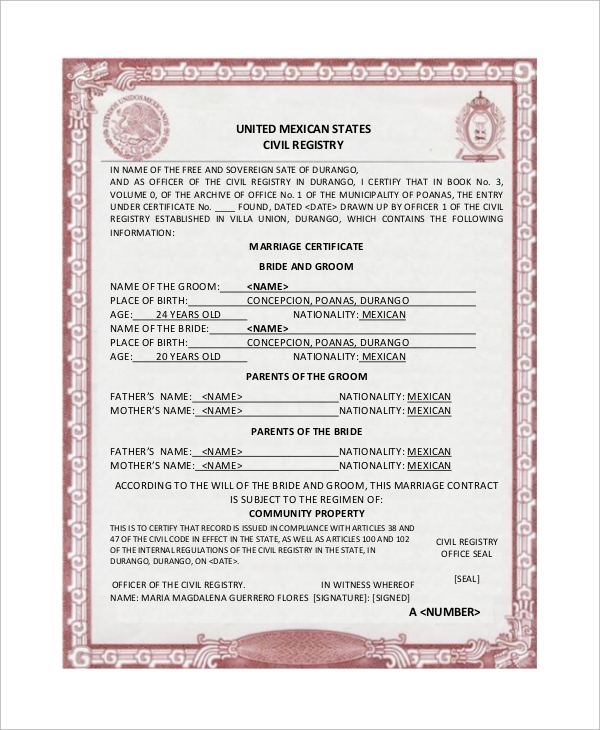 Marriage Certificate Translation Templates