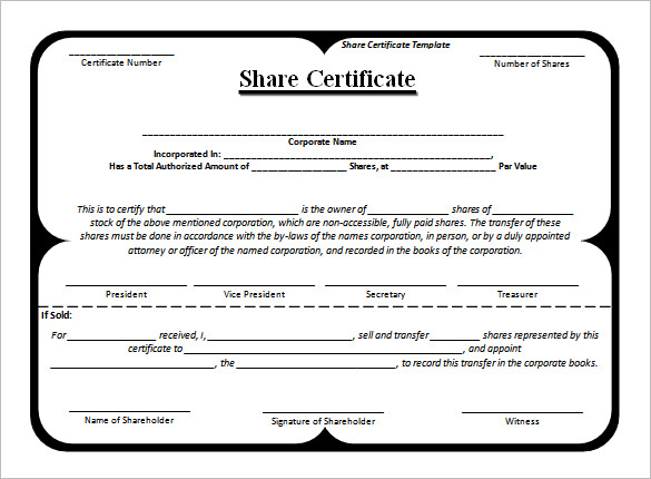 Share Certificate Template Pdf