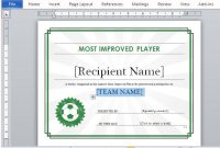 Sports Award Certificate Template Word 2
