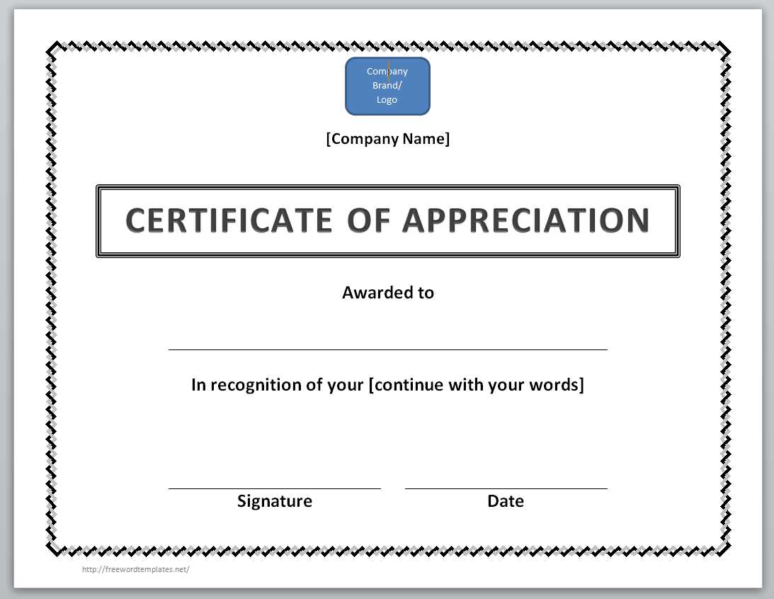 Certificates Of Appreciation Template
