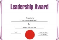 Leadership Award Certificate Template