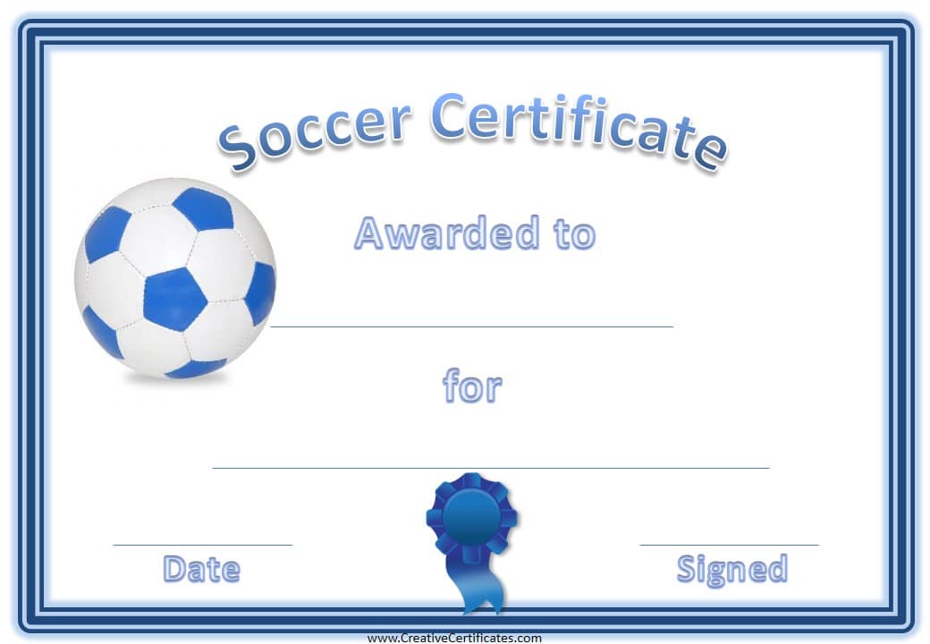 Soccer Award Certificate Template