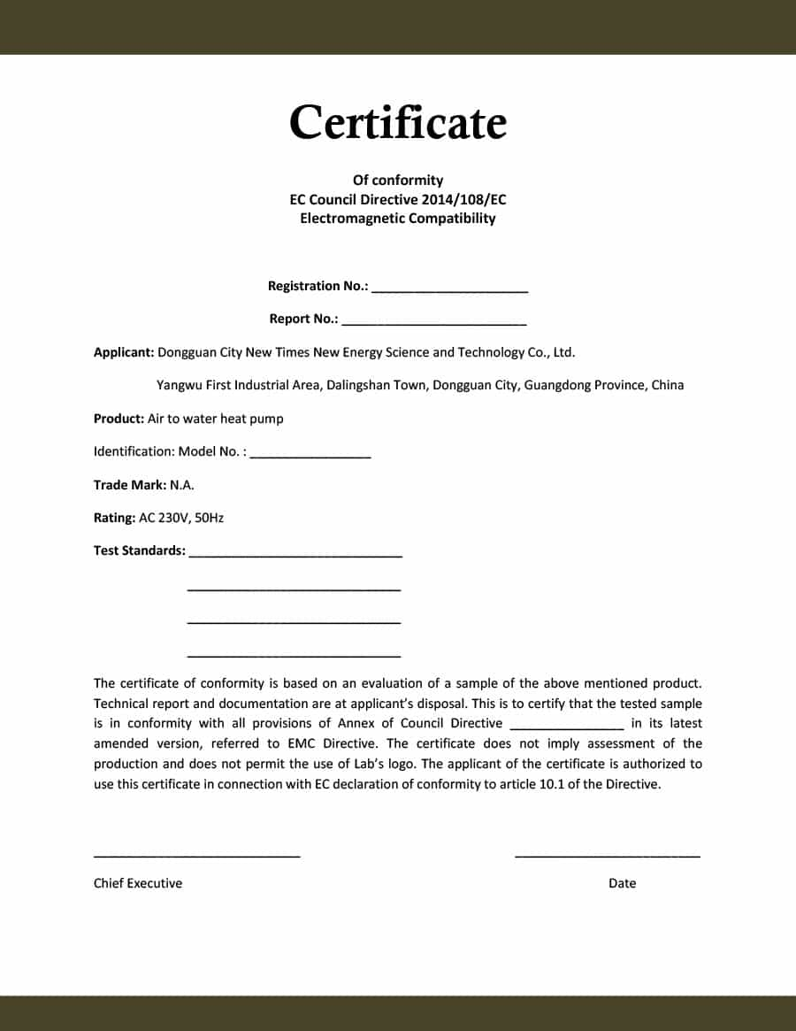 40 Free Certificate Of Conformance Templates &amp; Forms ᐅ Template Lab with regard to Certificate Of Conformity Template