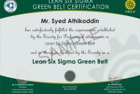 7 Best Photos Of Lean Six Sigma Green Belt Resume Examples – Six inside Green Belt Certificate Template
