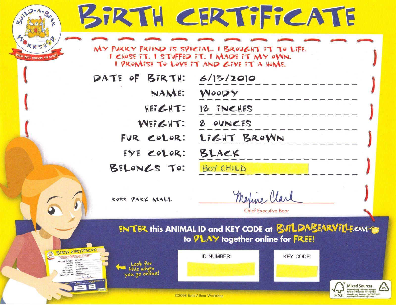 Build-A-Bear Birth Certificate | Party: Build-A-Bear | Build A Bear intended for Build A Bear Birth Certificate Template