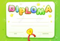 Cartoon Kids Certificate, Diploma Template. Children Achievement,.. in Certificate Of Achievement Template For Kids