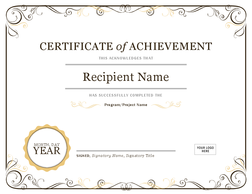 Certificate Of Achievement inside Sales Certificate Template