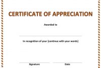 Certificate Of Appreciation in Certificate Of Attainment Template