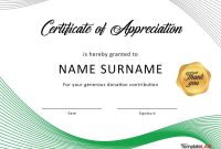 Certificate Of Appreciation Template For Donations intended for Donation Certificate Template