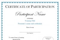 Certificate Of Participation Sample Free Download pertaining to Sample Certificate Of Participation Template