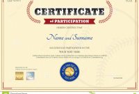 Certificate Of Participation Template In Baseball Sport Theme Stock intended for Sports Day Certificate Templates Free