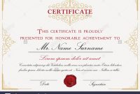 Certificate Template Design With Emblem, Flourish Border On White throughout Certificate Template Size
