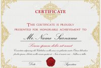 Certificate Template Design With Emblem, Flourish Border On White.. throughout Certificate Template Size