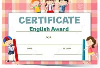 Certificate Template For English Award With Many Kids Stock Vector within Certificate Of Achievement Template For Kids