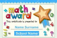 Certificate Template For Math Award With Golden Star Illustration for Math Certificate Template