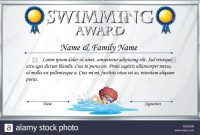 Certificate Template For Swimming Award Illustration Stock Vector throughout Swimming Award Certificate Template