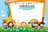 Certificate Template With Children And School Bus inside Certificate Of Achievement Template For Kids